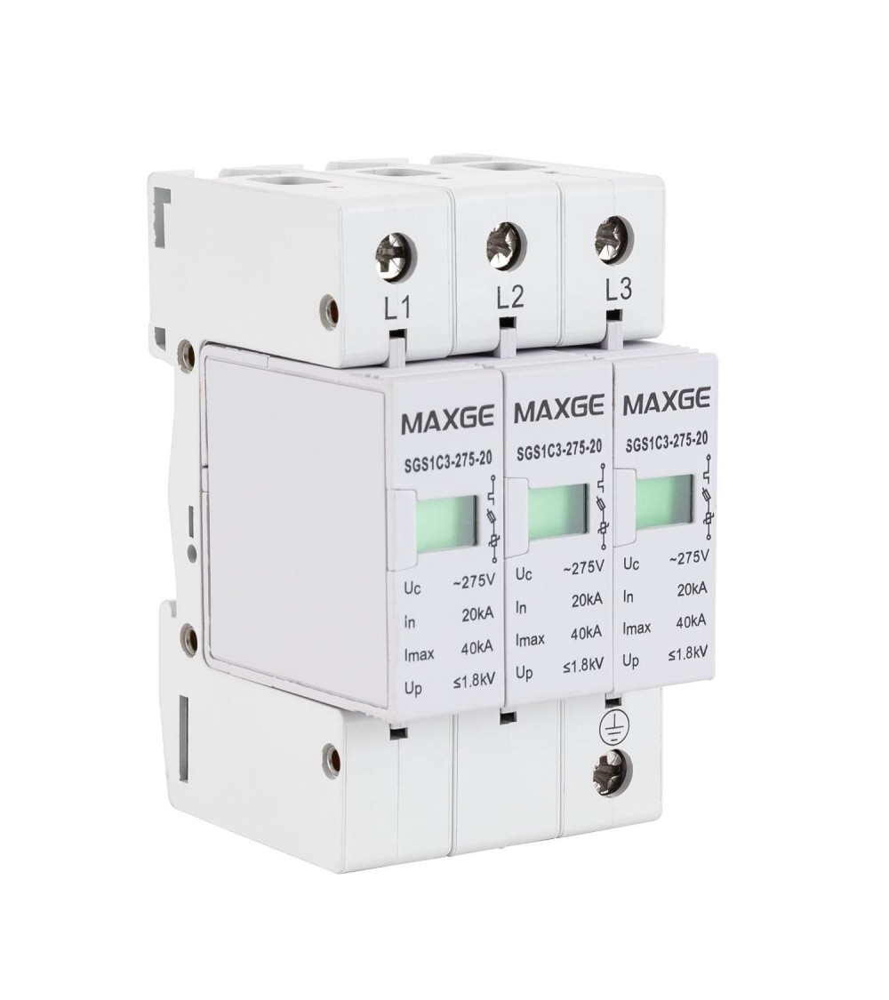 Protecteur de Surtension Transitoire Industriel/Résidentiel MAXGE 3P - Classe II-40kA-20kA- 1,6 kV - 764