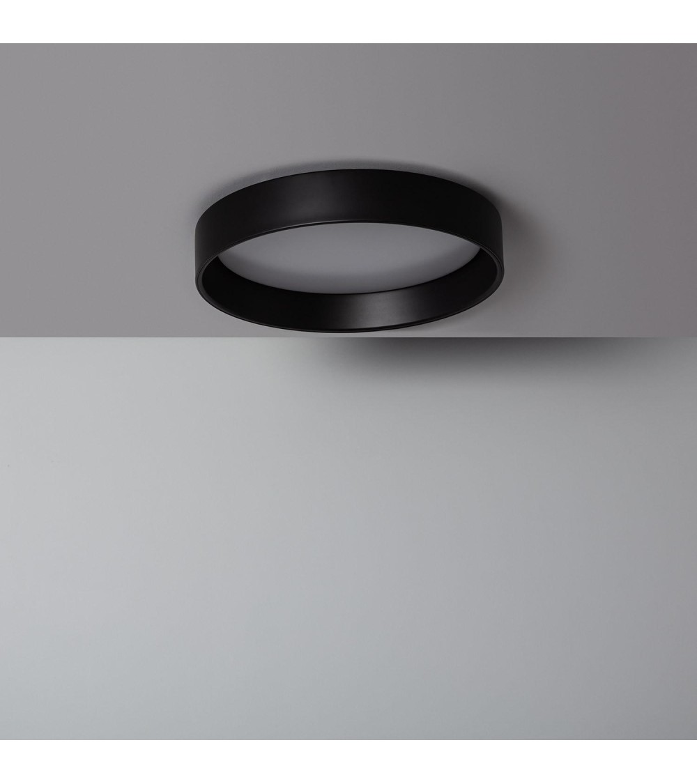 Plafonnier LED 20W Rond à˜450 mm Métal CCT Sélectionnable Noir Design - 71757 - vue 1