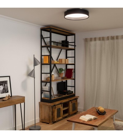 Plafonnier LED 20W Rond à˜450 mm Métal CCT Sélectionnable Noir Design - 71757 - vue 4