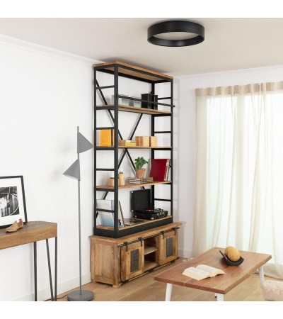 Plafonnier LED 20W Rond à˜450 mm Métal CCT Sélectionnable Noir Design - 71757 - vue 6