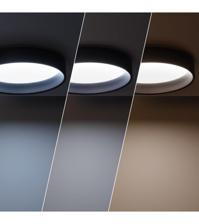 Plafonnier LED 20W Rond à˜450 mm Métal CCT Sélectionnable Noir Design - 71757 - vue 7