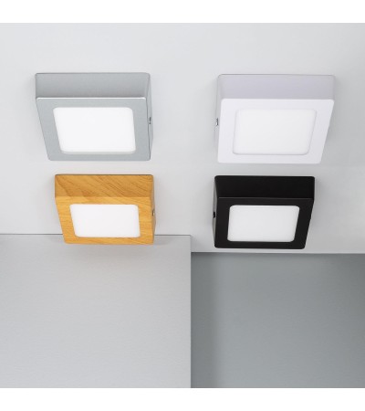 Plafonnier LED 6W Carré Aluminium 105x105 mm Slim CCT Sélectionnable Galán SwitchDimm