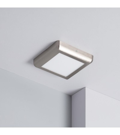Plafonnier LED Carré 12W Métal Design Silver 180x180 mm