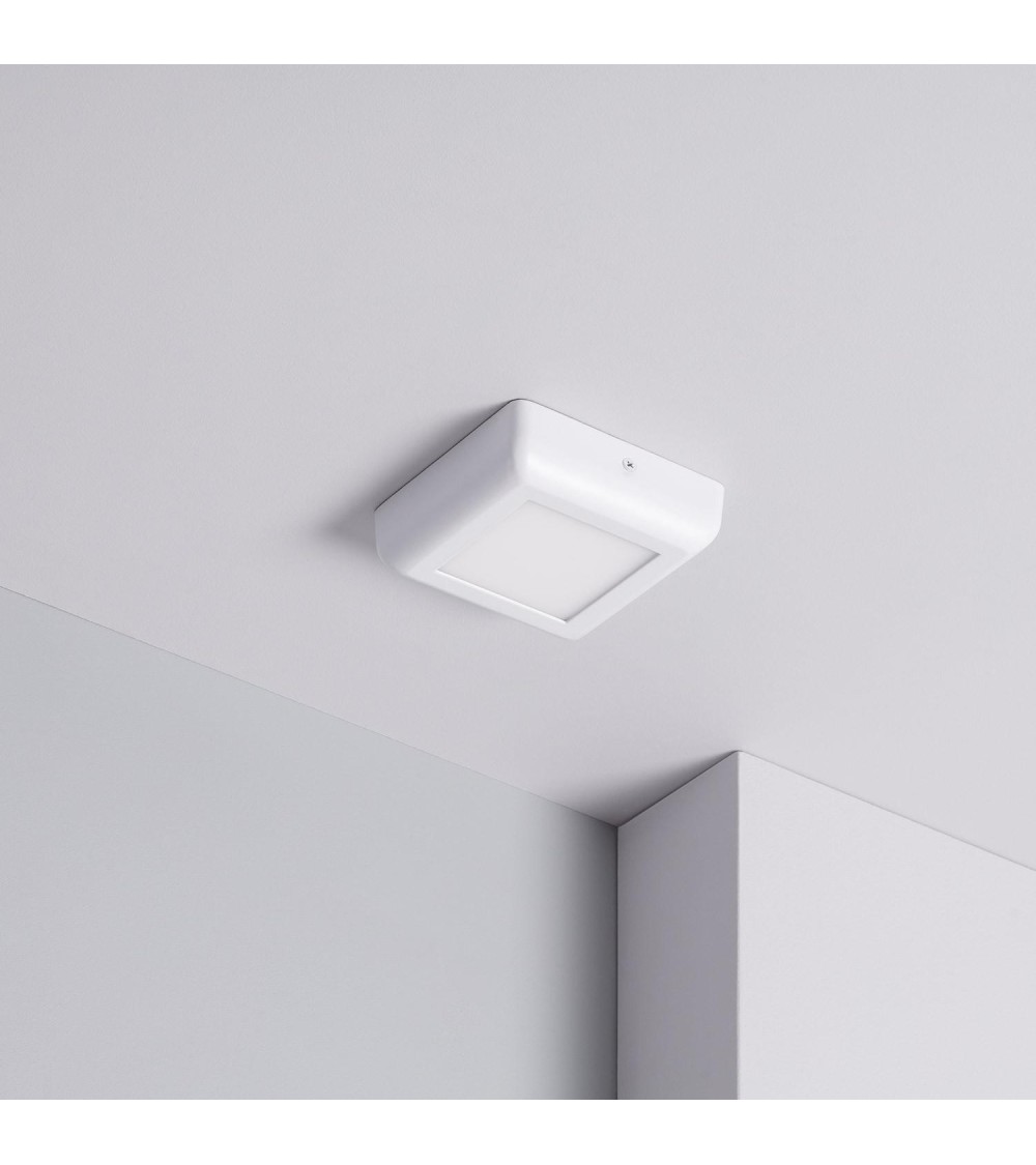 Plafonnier LED Carré Métal Design White 6W 122x122mm - 1130 - vue 1