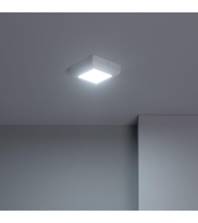 Plafonnier LED Carré Métal Design White 6W 122x122mm - 1130 - vue 4