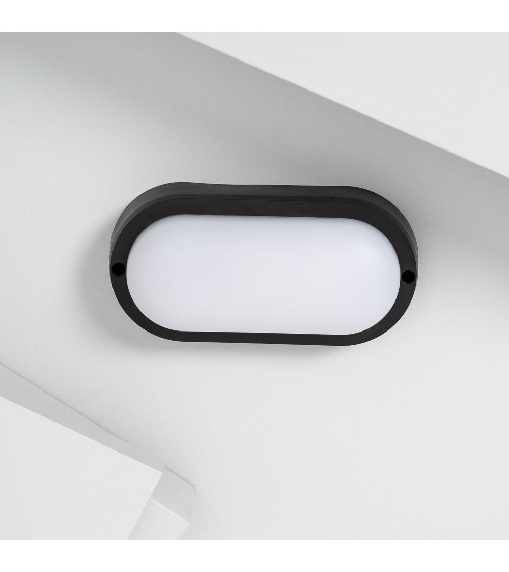 Plafonnier LED Extérieur Ovale 15W Hublot Black IP65 85x173 mm - 77328 - vue 1