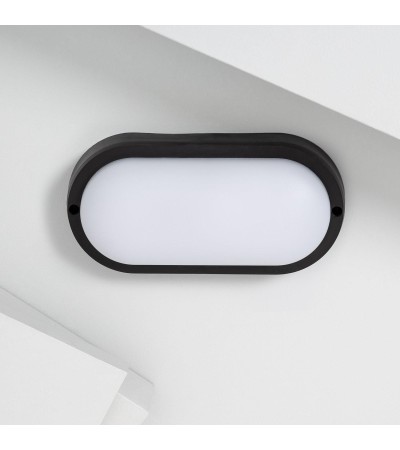 Plafonnier LED Extérieur Ovale 25W Hublot Black IP65 98x198 mm
