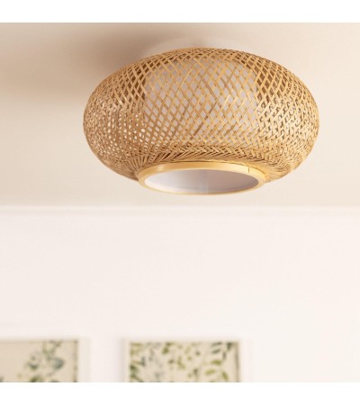Plafonnier LED Rond Bambou Ø400 mm Denia