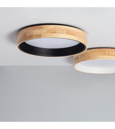 Plafonnier LED Rond Bois 20W CCT Sélectionnable Dari Ø470 mm