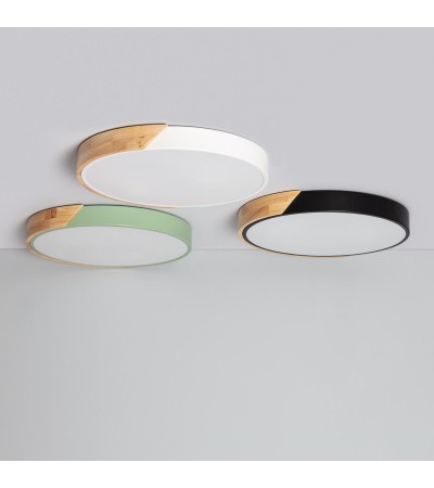 Plafonnier LED Rond Bois 24W CCT Sélectionnable Semi-Dari Ø418 mm