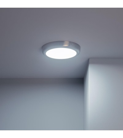 Plafonnier LED Rond Métal Design Silver 18W Ø220mm - 1141 - vue 2