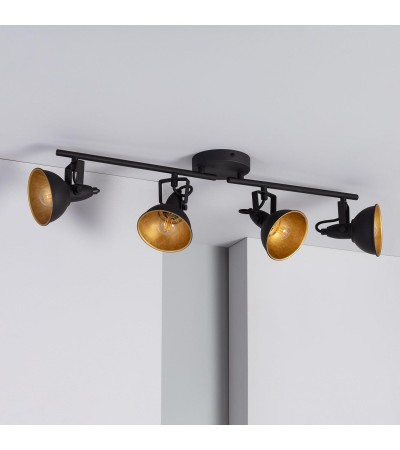 Plafonnier Orientable Métal 4 Spots Noir Emer