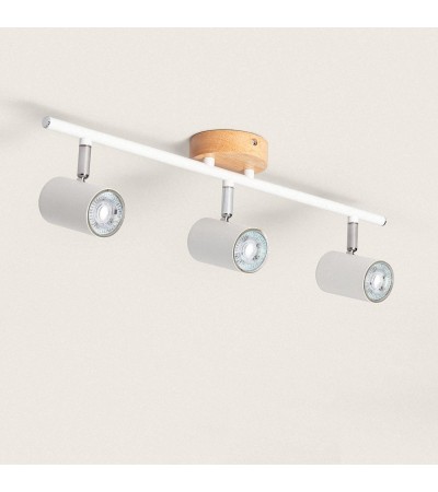 Plafonnier Orientable Bois 3 Spots Olmo