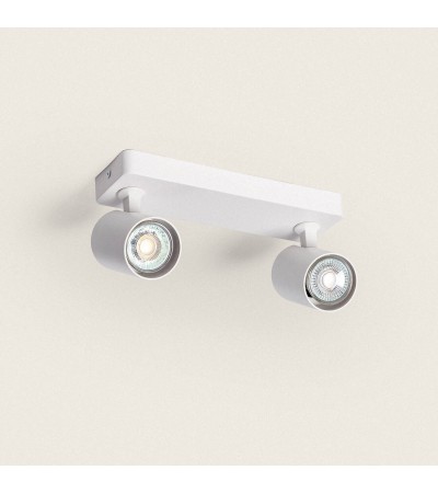 Plafonnier Orientable Aluminium 2 Spots Blanc Cora
