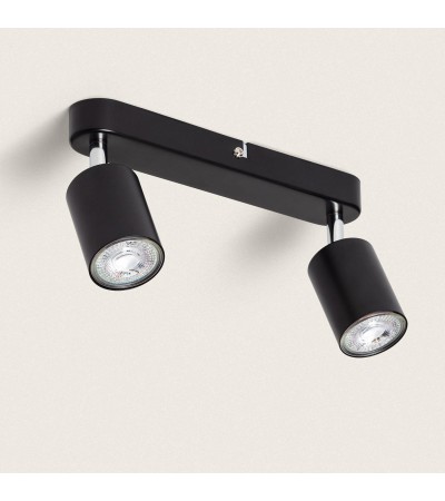 Plafonnier Orientable Métal 2 Spots Albus Black Large