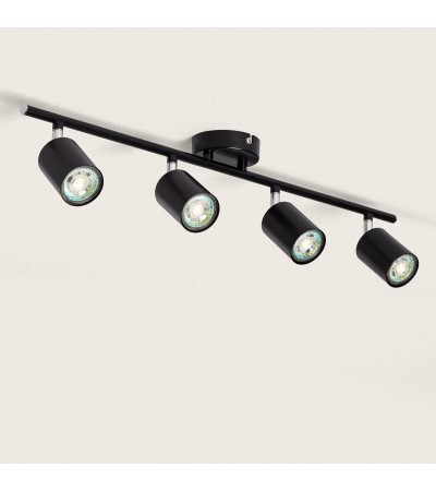 Plafonnier Orientable Métal 4 Spots Albus Black