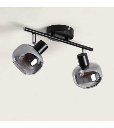 Plafonnier Orientable Métal et Verre 2 Spots Romsy