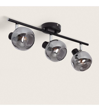 Plafonnier Orientable Métal et Verre 3 Spots Romsy