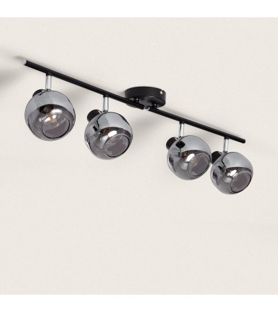 Plafonnier Orientable Métal et Verre 4 Spots Romsy