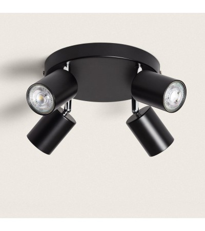 Plafonnier Orientable Rond Métal 4 Spots Albus Black - 108582 - vue 1