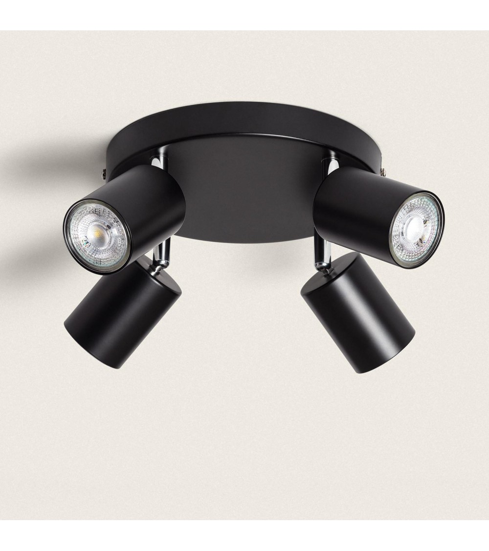 Plafonnier Orientable Rond Métal 4 Spots Albus Black - 108582 - vue 1