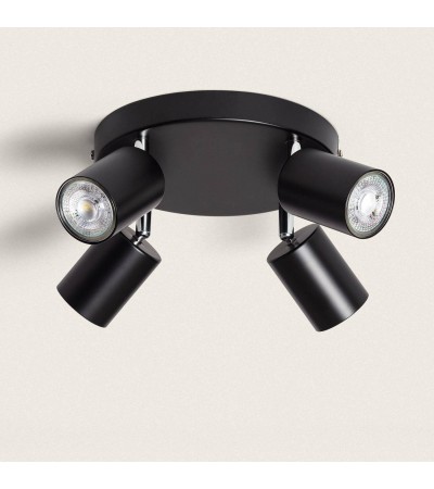 Plafonnier Orientable Rond Métal 4 Spots Albus Black - 108582 - vue 3