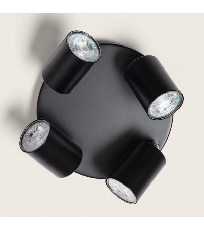 Plafonnier Orientable Rond Métal 4 Spots Albus Black - 108582 - vue 4