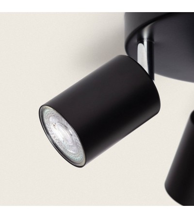 Plafonnier Orientable Rond Métal 4 Spots Albus Black - 108582 - vue 6