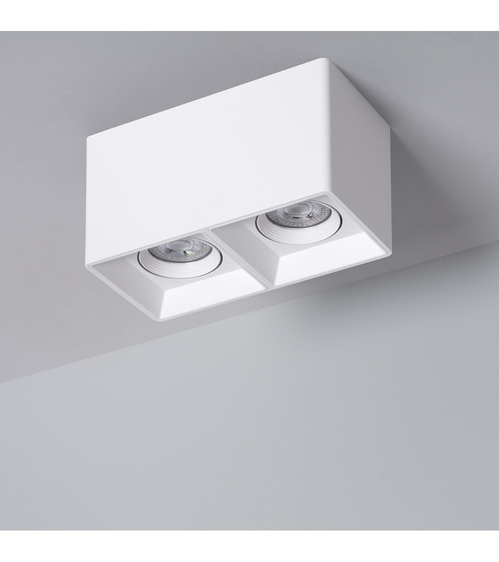 Plafonnier Space Carré Double Blanc avec Ampoule GU10 - 94275 - vue 1