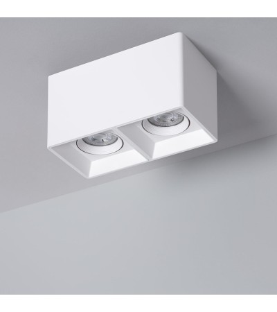 Plafonnier Space Carré Double Blanc avec Ampoule GU10 - 94275 - vue 3