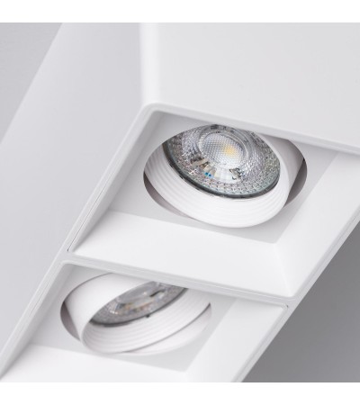 Plafonnier Space Carré Double Blanc avec Ampoule GU10 - 94275 - vue 4