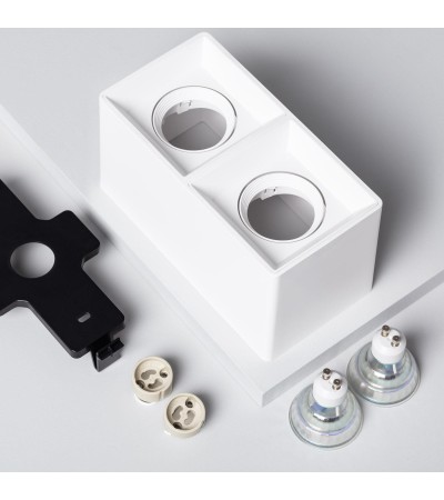 Plafonnier Space Carré Double Blanc avec Ampoule GU10 - 94275 - vue 8