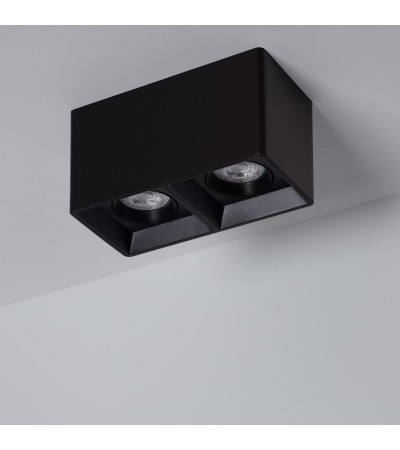 Plafonnier Space Carré Double Noir avec Ampoule GU10