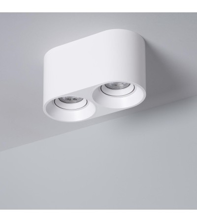 Plafonnier Double Blanc avec Ampoule GU10 Space - 94263 - vue 3