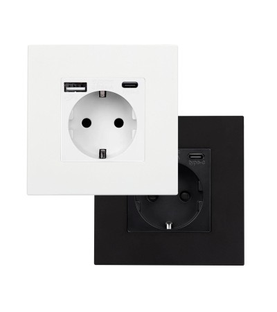 Prise avec port USB Schuko Type F avec Cadre PC Modern