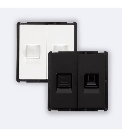 Prise Internet RJ45 CAT 6 + RJ11 Téléphone Modern