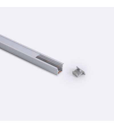 Profilé Aluminium Etroit Encastrable 2 m avec Capot continu pour Rubans LED jusqu'à  6 mm