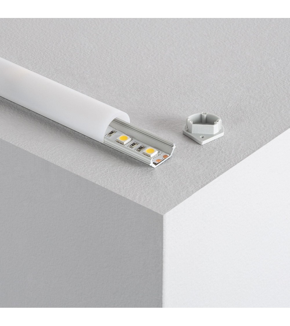 Profilé Aluminium Angle 1 m avec Capot Circulaire pour Rubans LED jusqu'à 10 mm - 80994 - vue 1