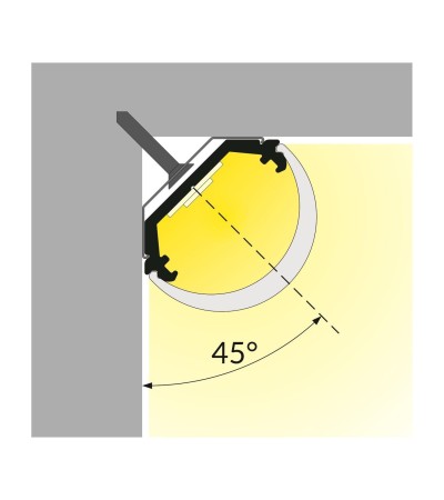 Profilé Aluminium Angle 1 m avec Capot Circulaire pour Rubans LED jusqu'à 10 mm - 80994 - vue 2