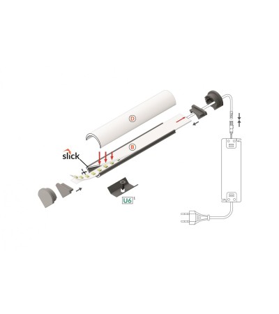 Profilé Aluminium Angle 1 m avec Capot Circulaire pour Rubans LED jusqu'à 10 mm - 80994 - vue 6