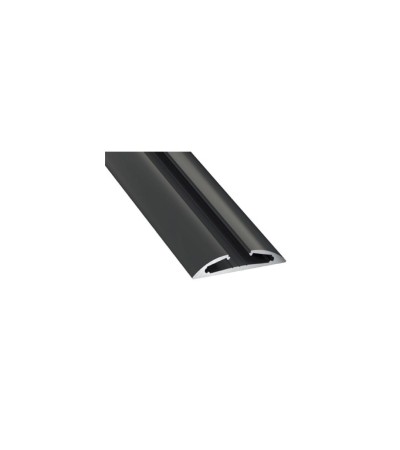 Profilé Aluminium en Saillie Demie-Arrondie 2m Noir pour Double Rubans LED jusqu'à 12mm