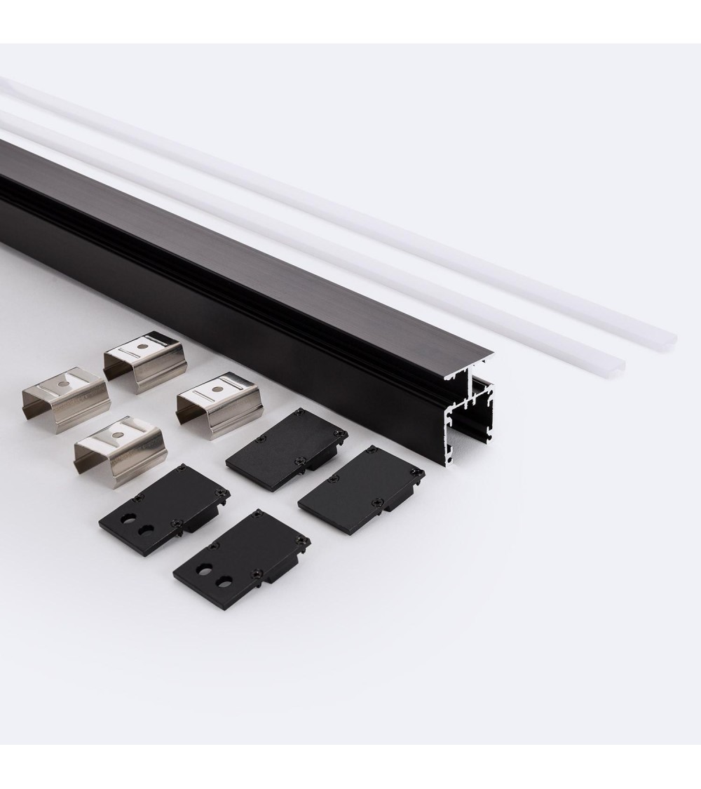 Profilé Aluminium En Saillie Double Moulure 2 m Noir pour Rubans LED jusqu'à 10 mm - 104932 - vue 1