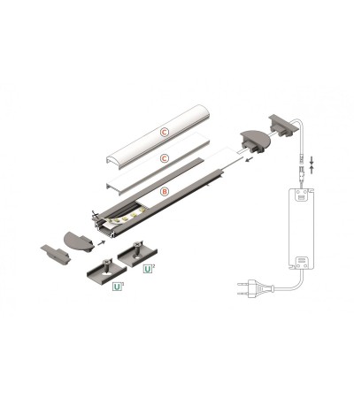 Profilé Aluminium Encastré 1 m Capot Coulissant pour Rubans LED jusqu'à 10 mm - 81079 - vue 8