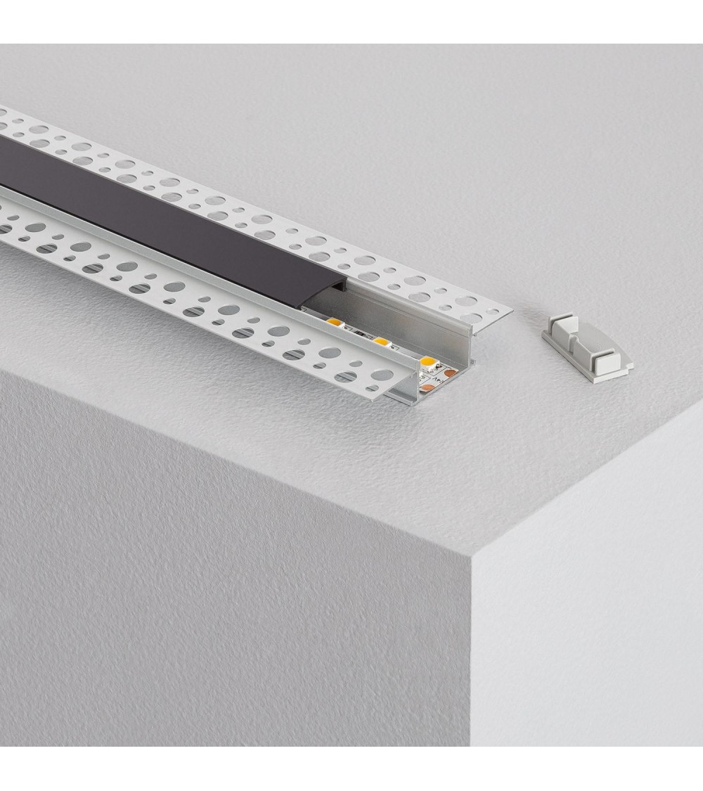Profilé Aluminium Encastré dans Pltre / Plaque de Pltre 2m pour Ruban LED Double - 73529 - vue 1