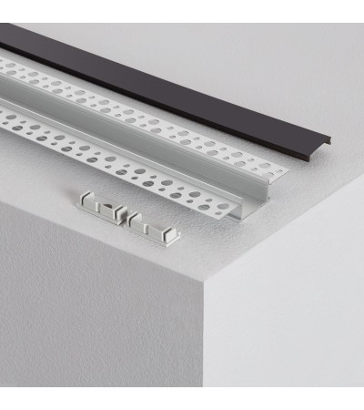 Profilé Aluminium Encastré dans Pltre / Plaque de Pltre 2m pour Ruban LED Double - 73529 - vue 4