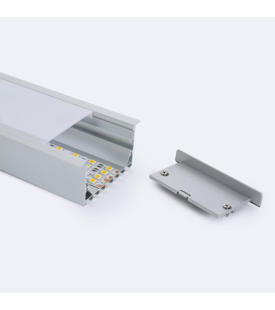 Profilé Aluminium Encastré pour Rubans LED jusqu'à 45 mm avec Capot Continu