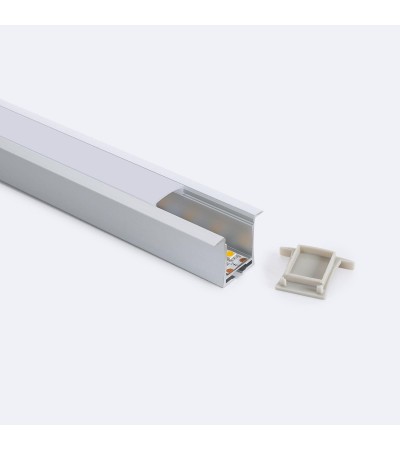 Profilé Aluminium Encastré pour Rubans LED jusqu'à 19 mm avec Capot Continu