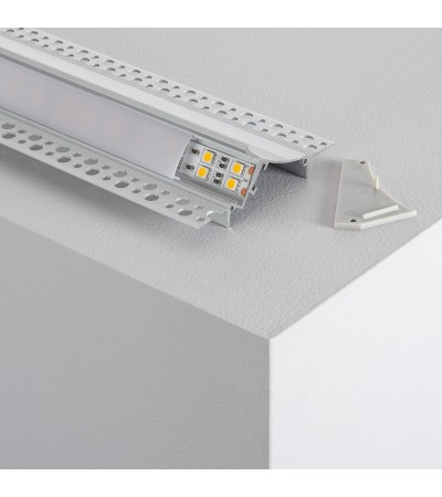 Profilé Aluminium Encastré dans Plâtre/Placo pour Rubans LED jusqu'à 20 mm avec Capot Continu