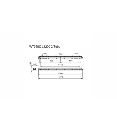 Réglette Étanche IP65 PHILIPS Ledinaire 120cm WT050C pour Deux Tubes LED - 89147 - vue 3