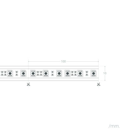 Ruban LED 12V SMD 30 LED/m 5m 7W/m 630lm/m Largeur 10mm Coupe 10cm IP20 - 62294 - vue 6